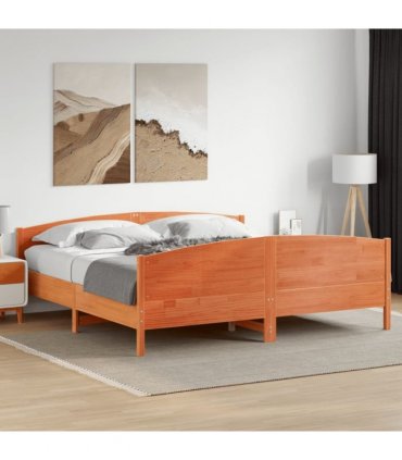 vidaXL Bed Frame without Mattress Wax Brown 200x200 cm Solid Wood Pine
