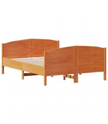vidaXL Bed Frame without Mattress Wax Brown 135x190 cm Solid Wood Pine