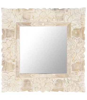 vidaXL Mirror White 50x50 cm Solid Mango Wood