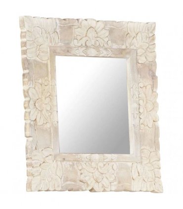vidaXL Mirror White 50x50 cm Solid Mango Wood