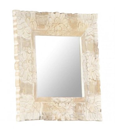 vidaXL Mirror White 50x50 cm Solid Mango Wood