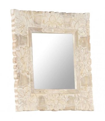 vidaXL Mirror White 50x50 cm Solid Mango Wood
