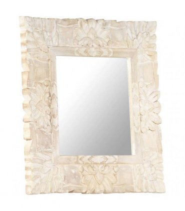 vidaXL Mirror White 50x50 cm Solid Mango Wood