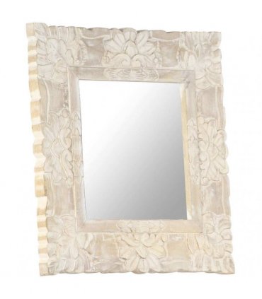 vidaXL Mirror White 50x50 cm Solid Mango Wood