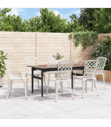 vidaXL Garden Chairs 6 pcs Cast Aluminium White