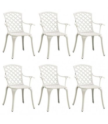 vidaXL Garden Chairs 6 pcs Cast Aluminium White