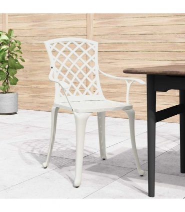 vidaXL Garden Chairs 6 pcs Cast Aluminium White