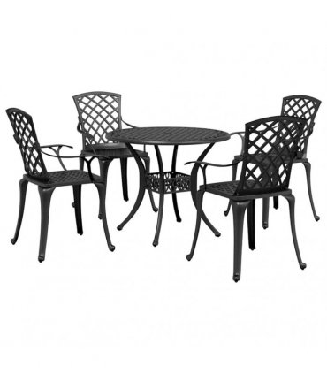 vidaXL 5 Piece Garden Dining Set Black Cast Aluminium