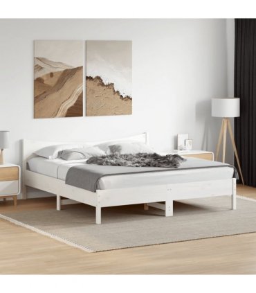 vidaXL Bed Frame without Mattress White 200x200 cm Solid Wood Pine