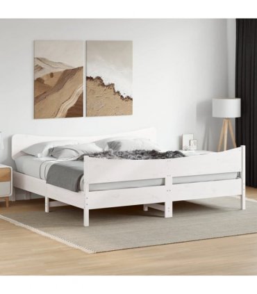 vidaXL Bed Frame without Mattress White 200x200 cm Solid Wood Pine