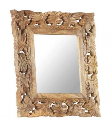 vidaXL Hand Carved Mirror Brown 50x50 cm Solid Mango Wood