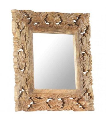 vidaXL Hand Carved Mirror Brown 50x50 cm Solid Mango Wood