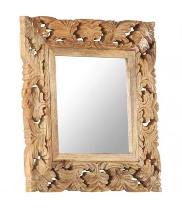 vidaXL Hand Carved Mirror Brown 50x50 cm Solid Mango Wood