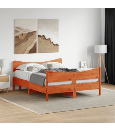 vidaXL Bed Frame without Mattress Wax Brown 150x200 cm Solid Wood Pine