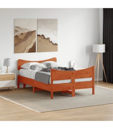 vidaXL Bed Frame without Mattress Wax Brown 120x200 cm Solid Wood Pine