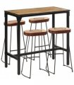 vidaXL 5 Piece Bar Set Solid Rough Wood Mango and Metal