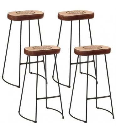 vidaXL 5 Piece Bar Set Solid Rough Wood Mango and Metal