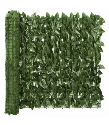 vidaXL Balcony Screen with Dark Green Leaves 200x75 cm