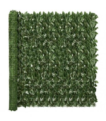 vidaXL Balcony Privacy Screen with Dark Green Leaves 300x150 cm