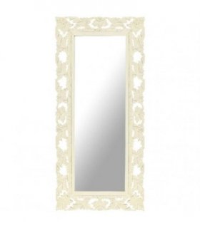 vidaXL Hand Carved Mirror White 110x50 cm Solid Mango Wood