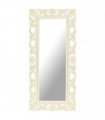 vidaXL Hand Carved Mirror White 110x50 cm Solid Mango Wood