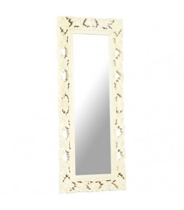 vidaXL Hand Carved Mirror White 110x50 cm Solid Mango Wood