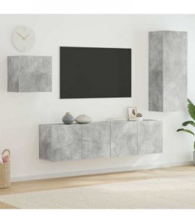 vidaXL 4 Piece TV Wall Units Concrete Grey Engineered Wood