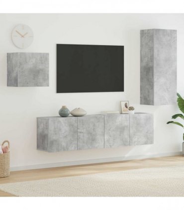 vidaXL 4 Piece TV Wall Units Concrete Grey Engineered Wood