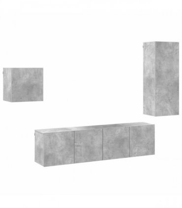 vidaXL 4 Piece TV Wall Units Concrete Grey Engineered Wood
