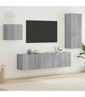 vidaXL 4 Piece TV Wall Units Grey Sonoma Engineered Wood