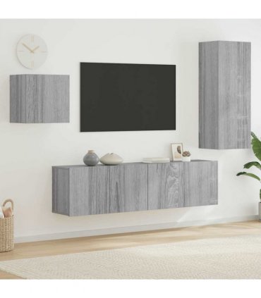 vidaXL 4 Piece TV Wall Units Grey Sonoma Engineered Wood