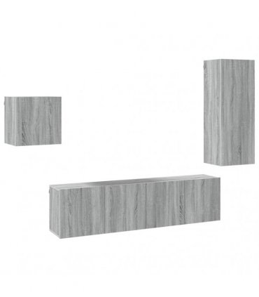 vidaXL 4 Piece TV Wall Units Grey Sonoma Engineered Wood