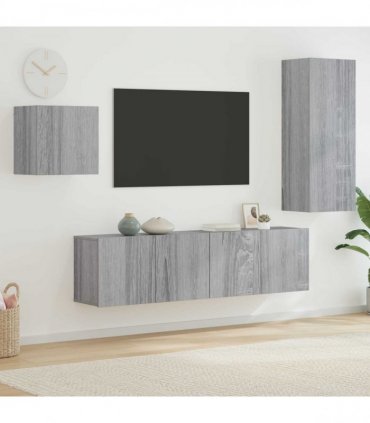 vidaXL 4 Piece TV Wall Units Grey Sonoma Engineered Wood
