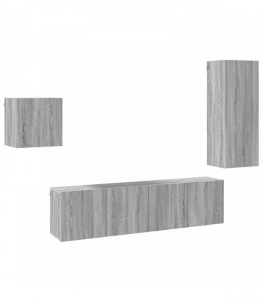 vidaXL 4 Piece TV Wall Units Grey Sonoma Engineered Wood