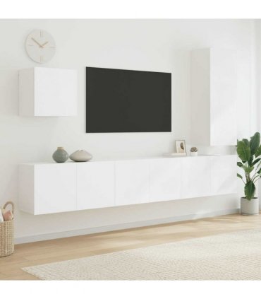 vidaXL 5 Piece TV Wall Units White Engineered Wood