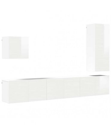 vidaXL 5 Piece TV Wall Units White Engineered Wood