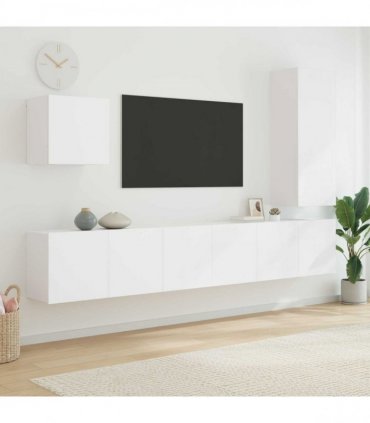 vidaXL 5 Piece TV Wall Units White Engineered Wood