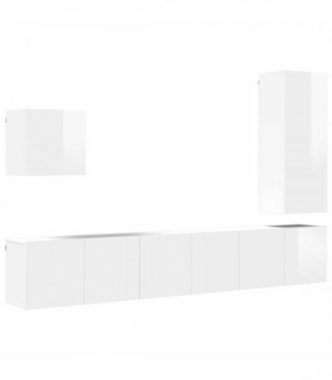 vidaXL 5 Piece TV Wall Units White Engineered Wood