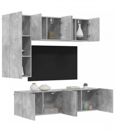 vidaXL 5 Piece TV Wall Units Concrete Grey Engineered Wood
