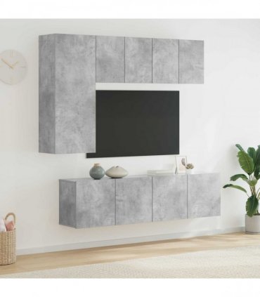 vidaXL 5 Piece TV Wall Units Concrete Grey Engineered Wood