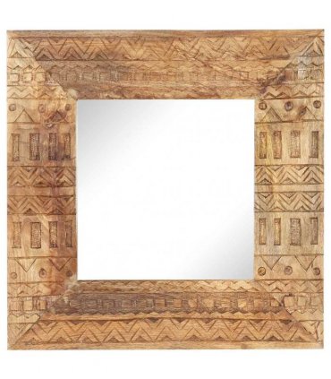 vidaXL Hand-Carved Mirror 50x50x2,5 cm Solid Mango Wood