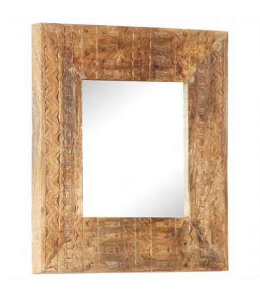 vidaXL Hand-Carved Mirror 50x50x2,5 cm Solid Mango Wood