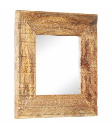 vidaXL Hand-Carved Mirror 50x50x2,5 cm Solid Mango Wood
