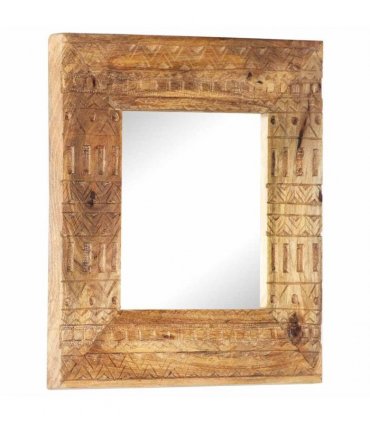 vidaXL Hand-Carved Mirror 50x50x2,5 cm Solid Mango Wood