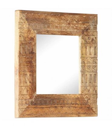 vidaXL Hand-Carved Mirror 50x50x2,5 cm Solid Mango Wood