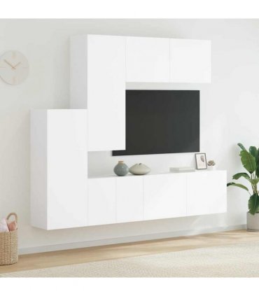 vidaXL 5 Piece TV Wall Units White Engineered Wood