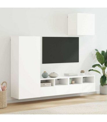 vidaXL 4 Piece TV Wall Units White Engineered Wood