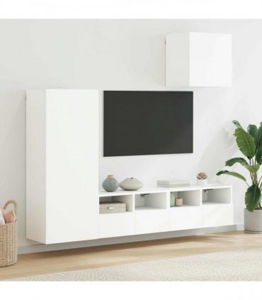vidaXL 4 Piece TV Wall Units White Engineered Wood