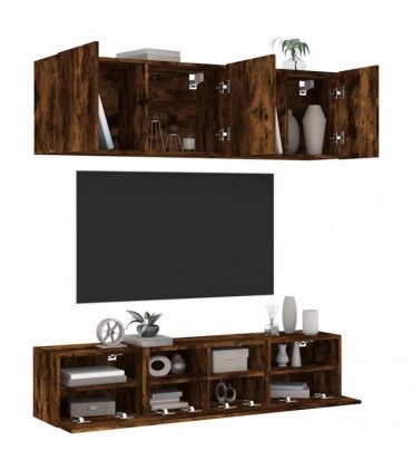 vidaXL 5 Piece TV Wall Units Smoked Oak Engineered Wood