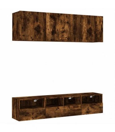 vidaXL 5 Piece TV Wall Units Smoked Oak Engineered Wood